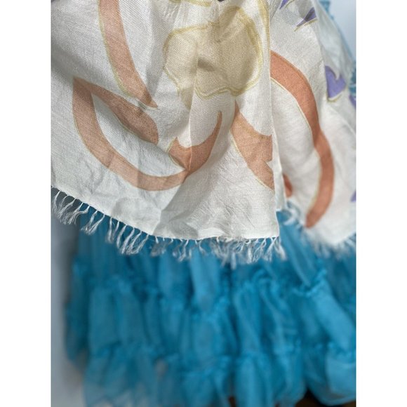 Cashmere Wrappings 100% Silk Wrap Scarf Shawl 80”x27” Cream Black Orange Purple - Picture 10 of 16